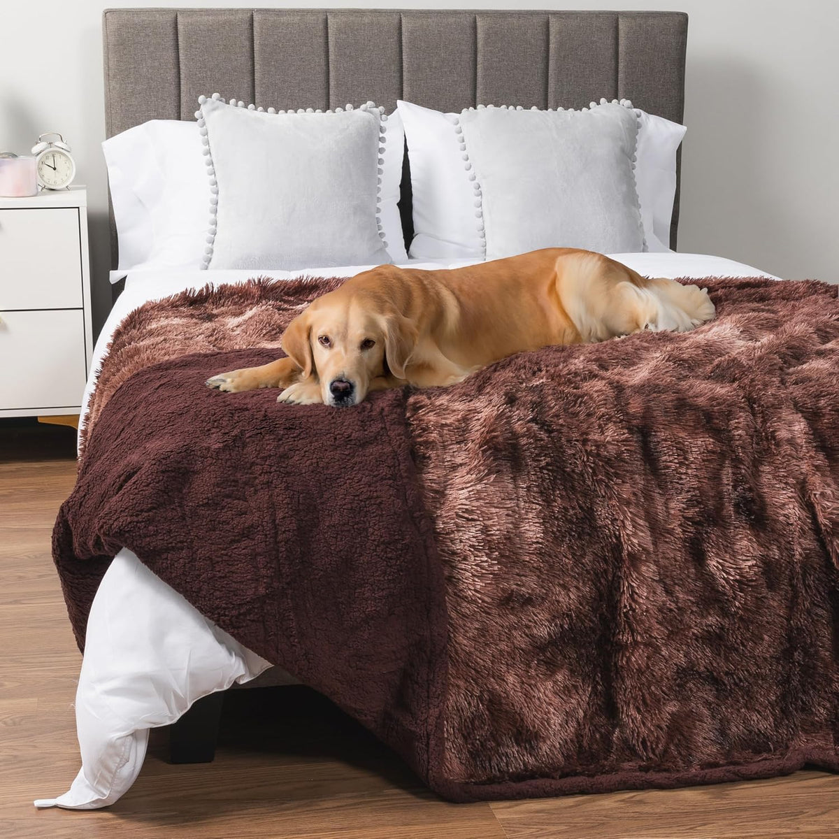 PetAmi Waterproof Dog Blanket for Couch Protector Pet Throw - Tie-dye Brown / Queen (90x90)