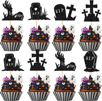 Rsstarxi 24 Pack Ghost Baby Boo Cupcake Toppers Glitter Spooky Little - Design 12