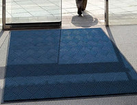 WaterHog Diamond | Commercial-Grade Entrance Mat with Rubber Border – Indoor/Outdoor, Quick Drying, Stain Resistant Door Mat (Navy, 4' x 10')
