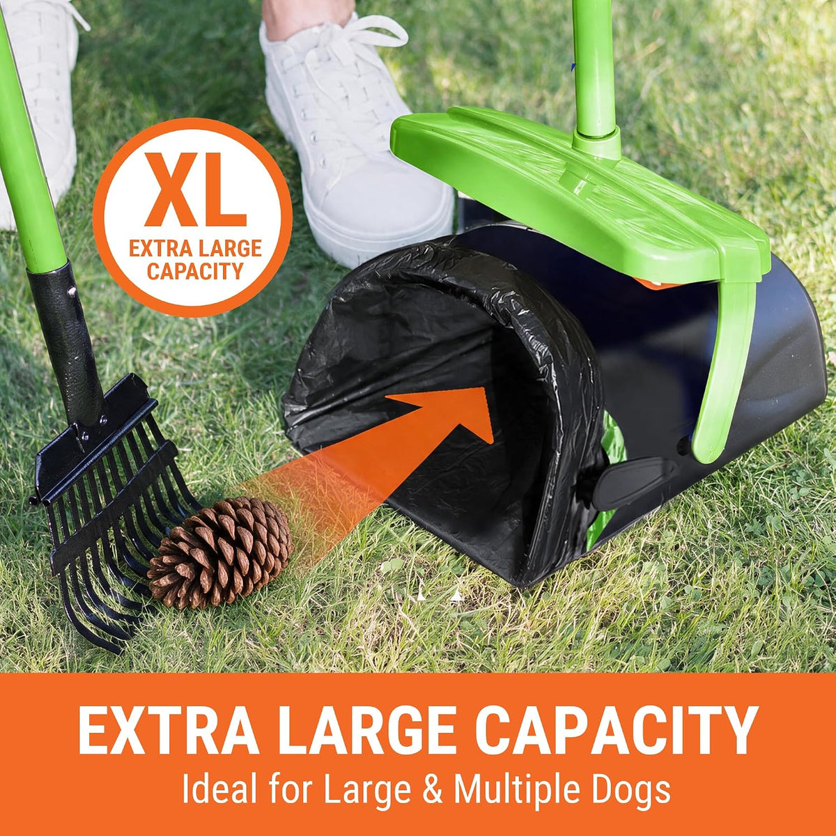 Dog Pooper Scooper with Bag Attachment - Green - image 3