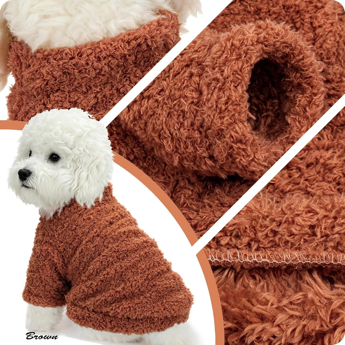 Dog Sweater, Dog Clothes for Medium Dogs Male or Boy - Orange+Turmeric+Brown / Small - image 3