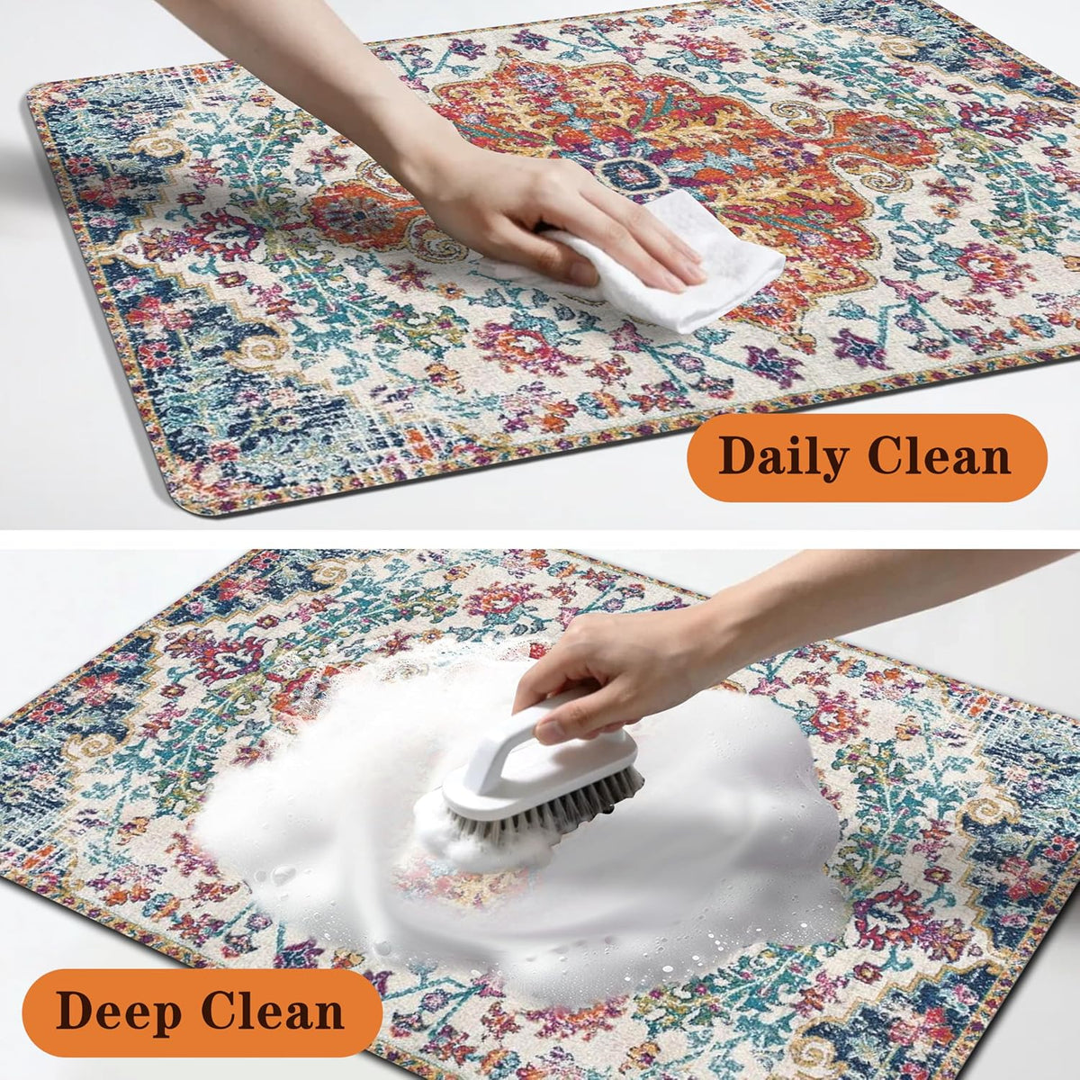 Pet Feeding Mat for Floors Cat Food Mat Waterproof Dog Food Mat - 24"L x 16"W / Boho-2 - image 3
