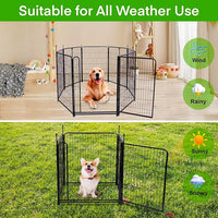 Garden Fencing 48in High, 12 Panels Total 26.6Ft(L) Dog Fence Outdoor for Yard, Gate 21 in Wide with Low Sills. Black Metal Fencing for Yard 4ft Tall, Garden Fences, Animal Barrier Fence