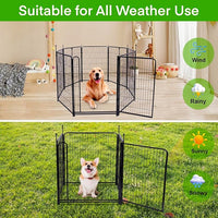 Garden Fencing 48in High, 8 Panels Total 17.7 Ft(L) Dog Fence Outdoor for Yard, Gate 21 in Wide with Low Sills. Lattice Panels for Outside, Dog Digging Fence Barrier, Garden Fences and Borders