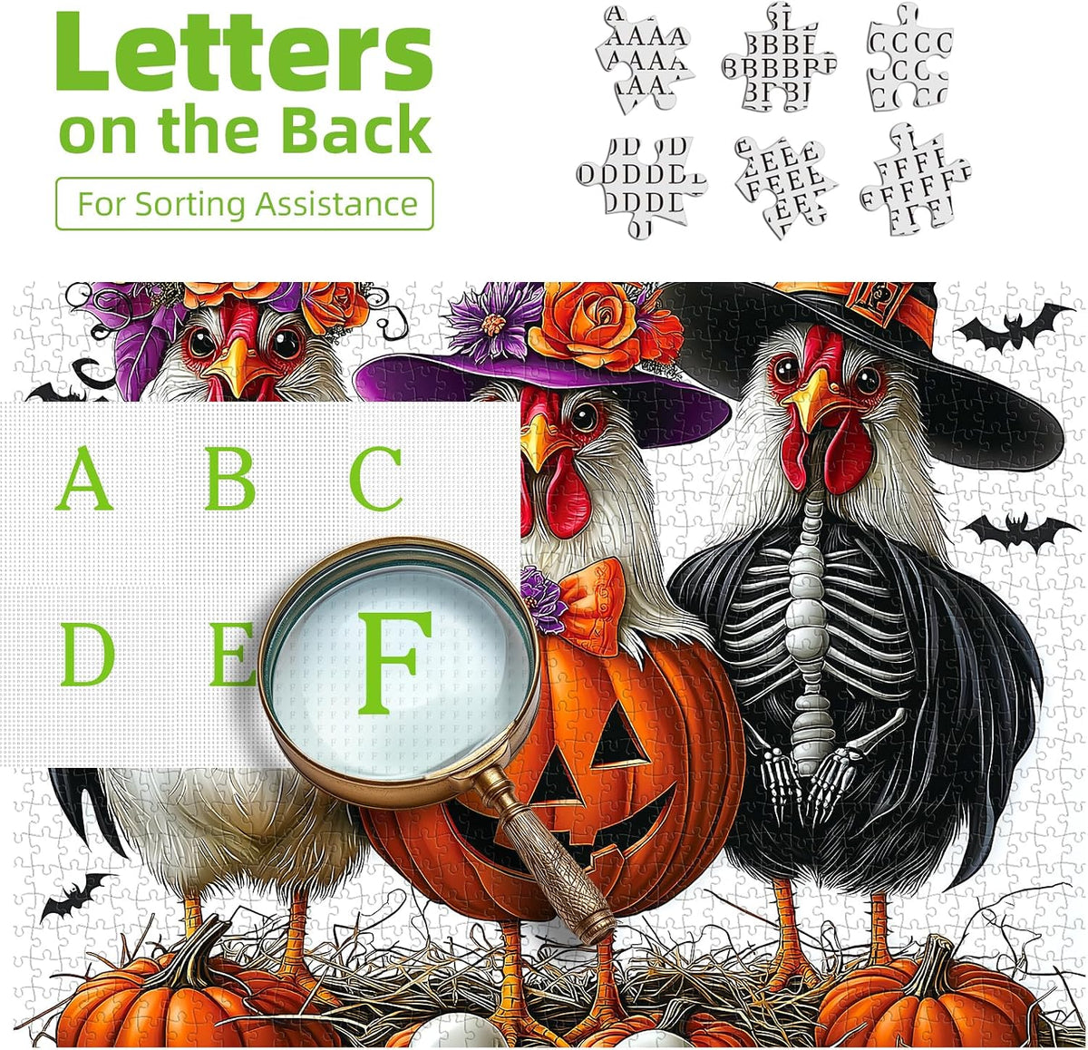 Blueforest Puzzles for Adults 500 Pieces - Halloween Chicken / 20" X 20" - image 3