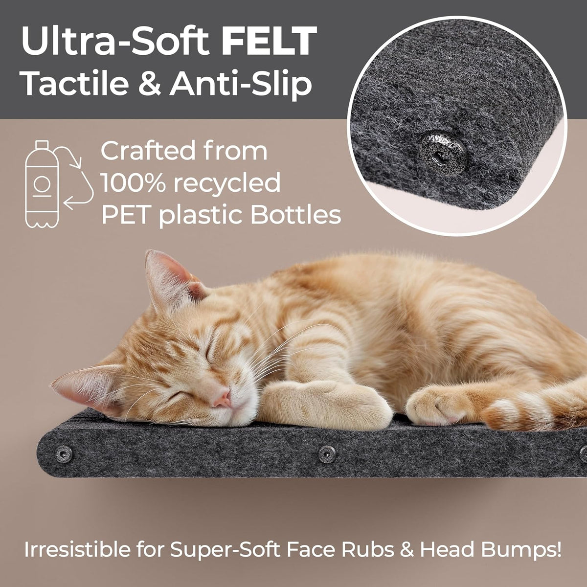 Cat Wall Shelves Set, Indoor & Outdoor by Pryde Pets - Charcoal / 1 Long Cat Climber - image 2