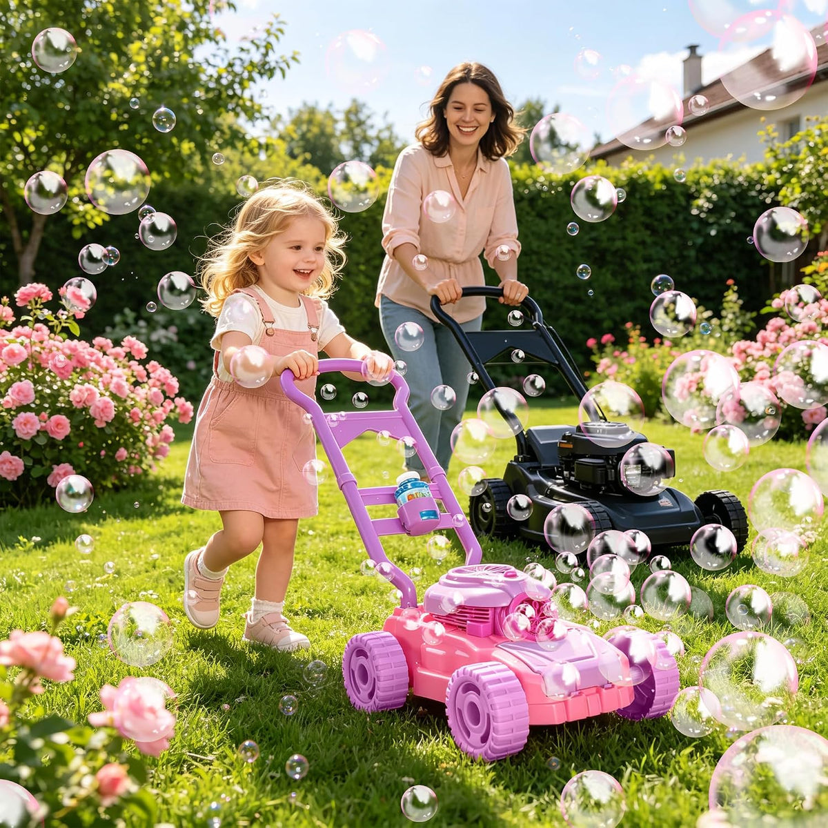 Lydaz Bubble Lawn Mower for Toddlers 1-3 - Pink - image 3