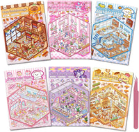 Xuoent 3D scene sticker book with mini kawaii scenes and tweezers - view 2