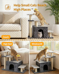 3-in-1 Pet Stairs for Cats, Dog Steps for Small Doggie Rabbits – Essentials for Cats - Extra Large-Gray - image 3