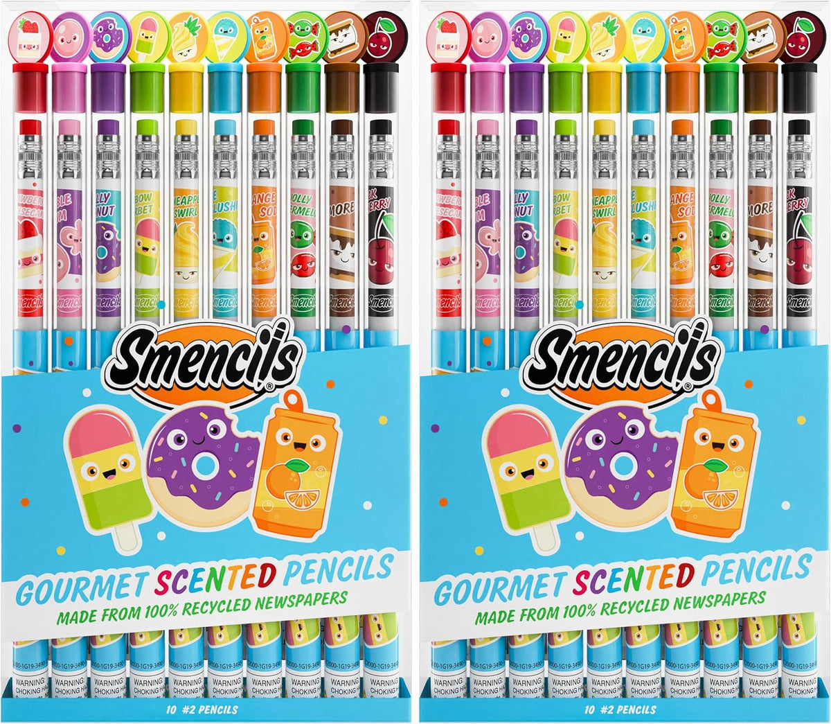 Smencils - Gourmet Scented Graphite HB #2 Pencils Made from Recycled Newspapers, 10 Count - Original (2 Pack)