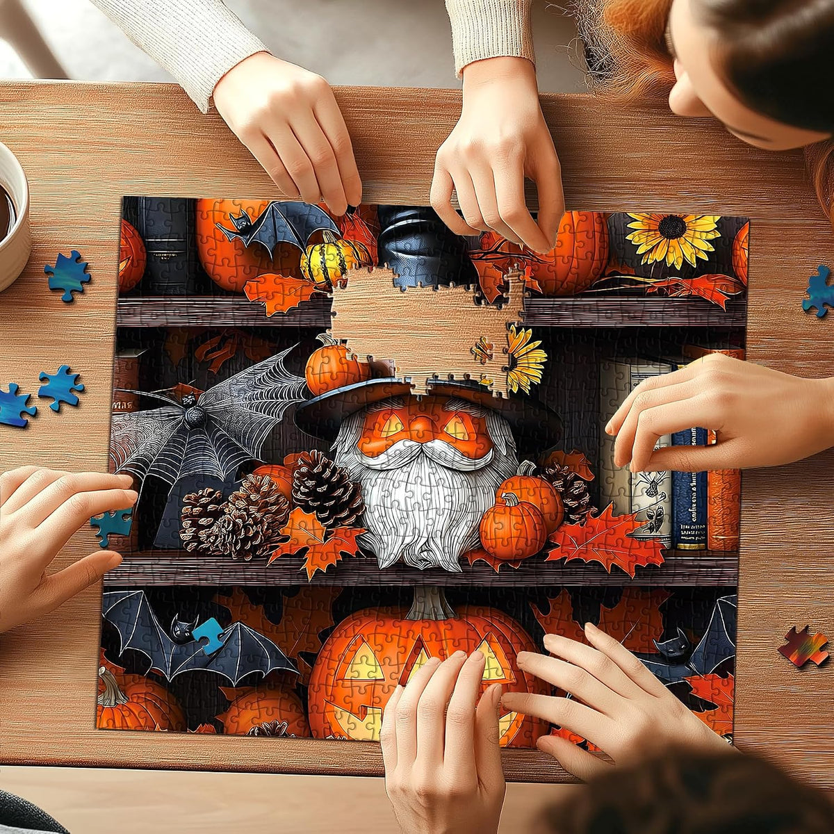Halloween Puzzle 500 Piece with Lettered for Adults Gift - 500piece - Pumpkin Bookshelf - 20x20" / Spooky Halloween - image 4