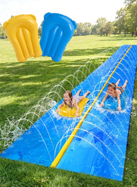 Sloosh Huge Water Slide, 30ft x 6ft Heavy Duty Lawn Water Slip with Built-in Sprinkler Slide and 2