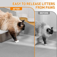 Large Cat Litter Mat for Litter Box, 47"×33" Double Layer Trapping Mat, Non-Slip Water Proof Kitty Litter Pad, Grey
