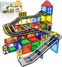 Magnetic Tiles, Road Set, Magnetic Building Blocks - 38 Pcs