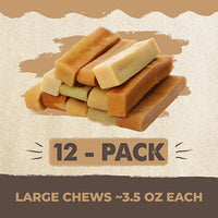 Mighty Paw Yak Cheese Chews for Dogs | All-Natural Long Lasting Treats. Odorless and Great for Oral Health. Limited-Ingredient Chews for Puppies & Power-Chewers (Large, 12 Pack)1 Count (Pack of 1)