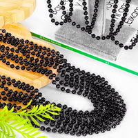 100PCS Bead Necklace, Gold Mardi Gras Beads Party Stuff - Black - image 2
