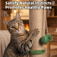 Cat Scratching Post 35'' Tall with Toy Mouse for Indoor Cats - Green-35 Inches - image 4
