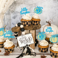 Gyufise 24Pcs Pumpkin Oh Baby Cupcake Toppers Pink Fall Pumpkin - Blue 10 - image 4