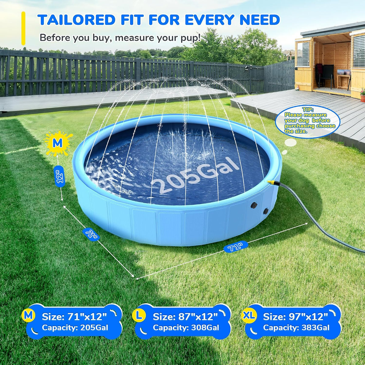 47'' Foldable Dog Pet Bath Pool, Heavy Duty Non-Slip Kiddie Pool - 71'' Dog Pool - image 2