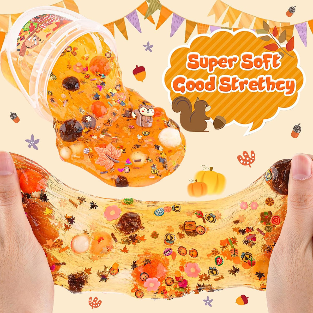 Astronaut Galaxy Slime for Kids, Big Slime Bucket with Clay - Orange Slime - image 3