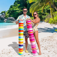 FindUWill 2-pack inflatable fabric-covered pool noodles in blue and green flower print - view 13