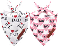 Fall Dog Bandanas 2 Pack, Orange Plaid Pet Scarf for Boy and Girl, Premium Durable Fabric, Holiday - Fathers Day / X-Large