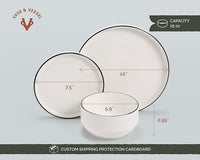 Ceramic Dinnerware Set, 12-Piece Service for 4, Round, Microwave and Dishwasher Safe, Cambridge Classics (French)