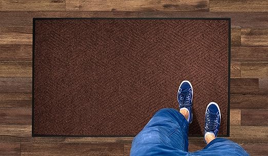 WaterHog Diamond | Commercial-Grade Entrance Mat with Rubber Border – Indoor/Outdoor, Quick Drying, Stain Resistant Door Mat (Dark Brown, 3' x 5')