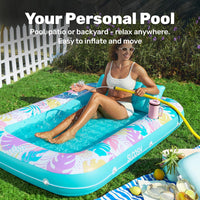 SLOOSH Inflatable Tanning Pool Lounger Float - Tropical Blue / Large - image 3