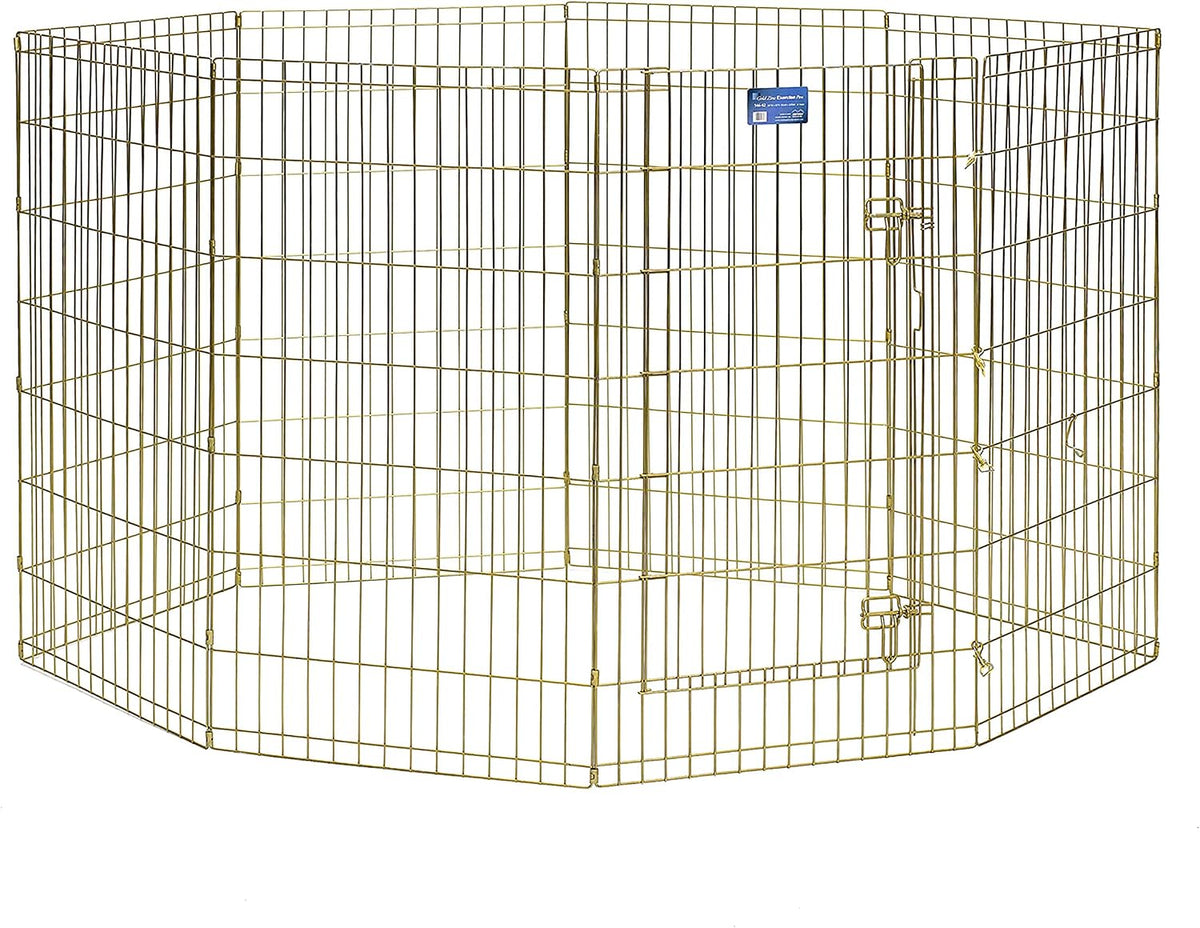 MidWest 30-Inch Exercise Pen, Single Door, 16 Sq Ft Play Area – Essentials for Dogs - Gold Zinc w/ Door / 42" H - image 2