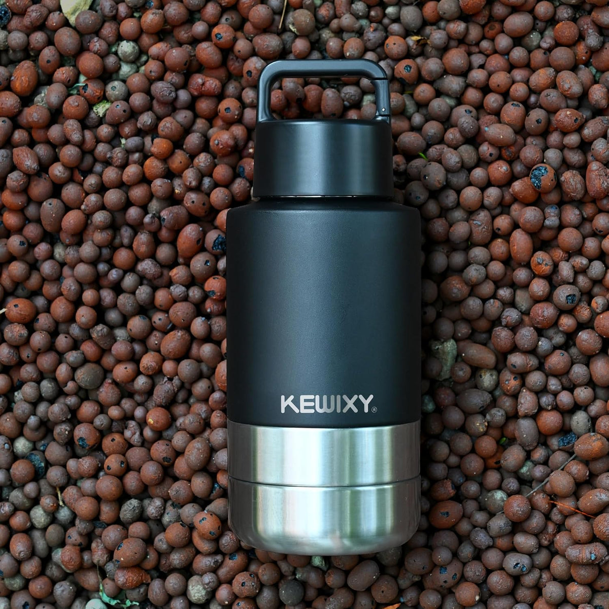 KEWIXY Insulated Dog Travel Water Bottle with Detachable Bowls - Black / 32 Oz - image 2