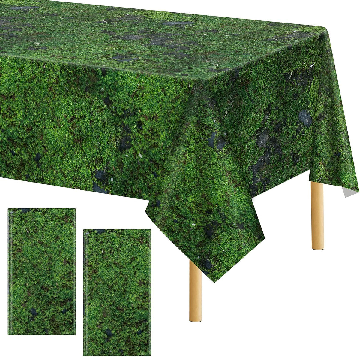 durony 2 Pieces Halloween Candy Corn Disposable Tablecloths 108 x 54 - 2 / Green Moss