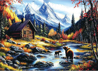 1000 Piece Jigsaw Puzzles for Adults, Lakeside Cabin with Letter – Fun for Kids & Family - Colorful - Bear Mountain / 27.5" X 19.7"