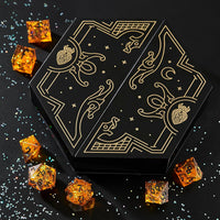 HEIMDALLR liquid core DND dice set in Fenrir's Shadow with glowing LED display box - view 21