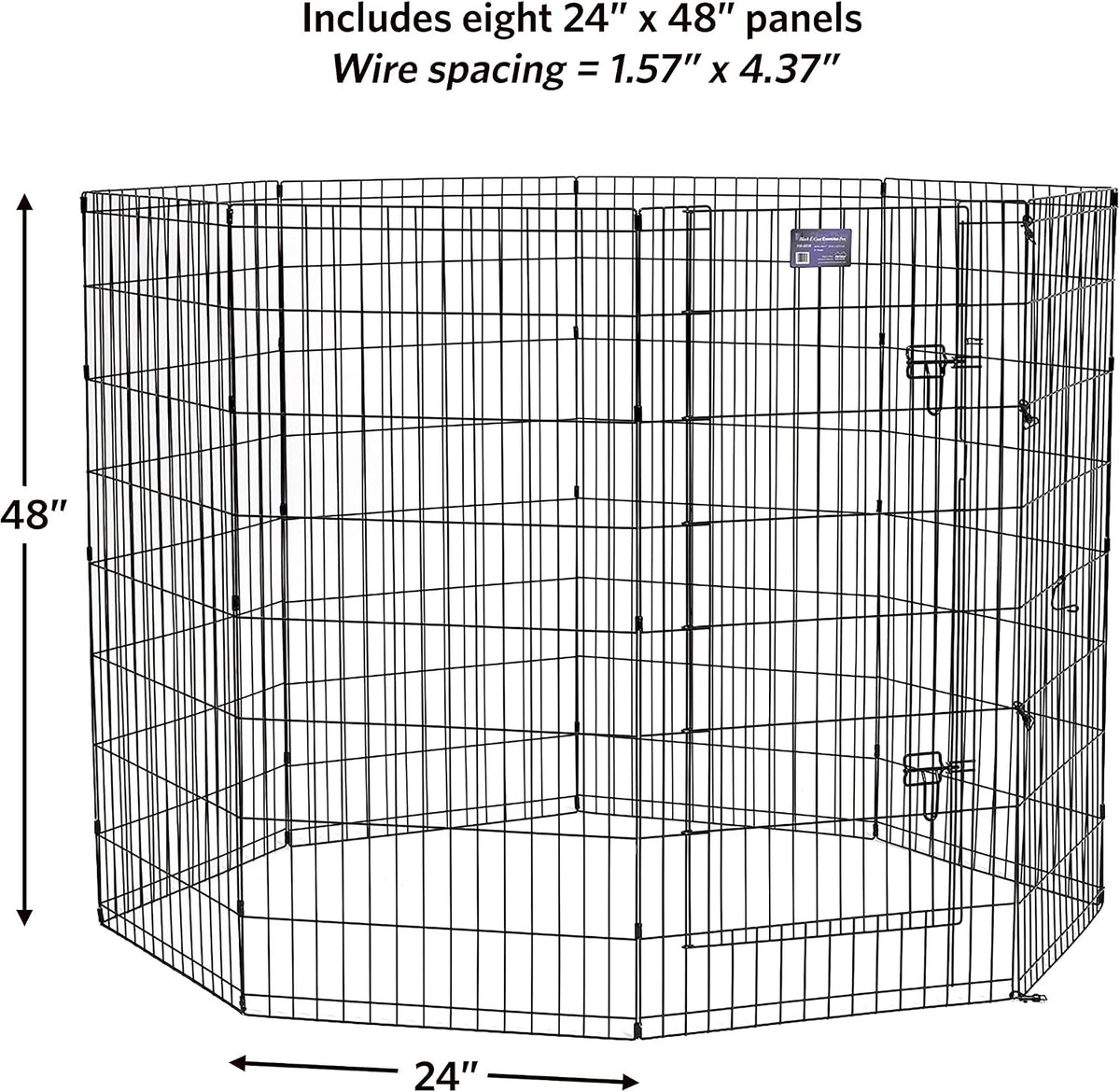 MidWest 30-Inch Exercise Pen, Single Door, 16 Sq Ft Play Area – Essentials for Dogs - Black w/ Door / 48" H - image 4