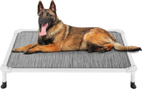 Veehoo Chew Proof Elevated Dog Bed, Cooling Raised Pet Cot - Black Silver / 42.0"L x 30.0"W x 7.0"Th