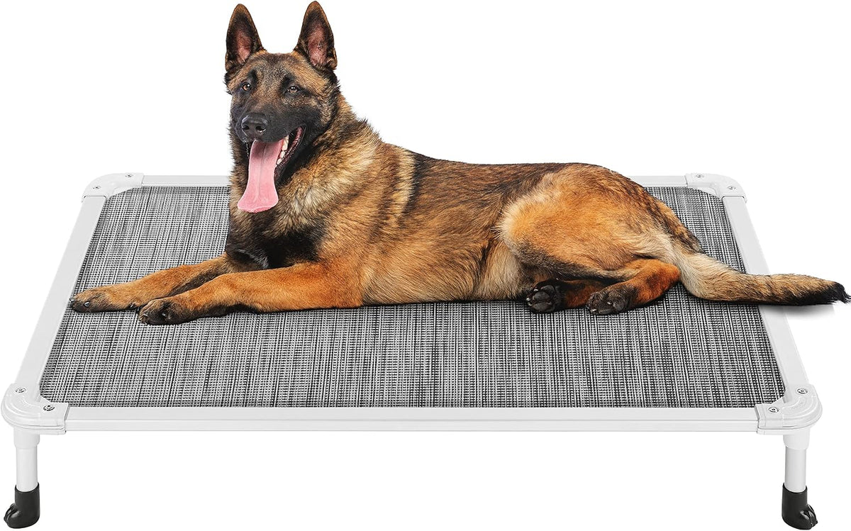 Veehoo Chew Proof Elevated Dog Bed, Cooling Raised Pet Cot - Black Silver / 42.0"L x 30.0"W x 7.0"Th