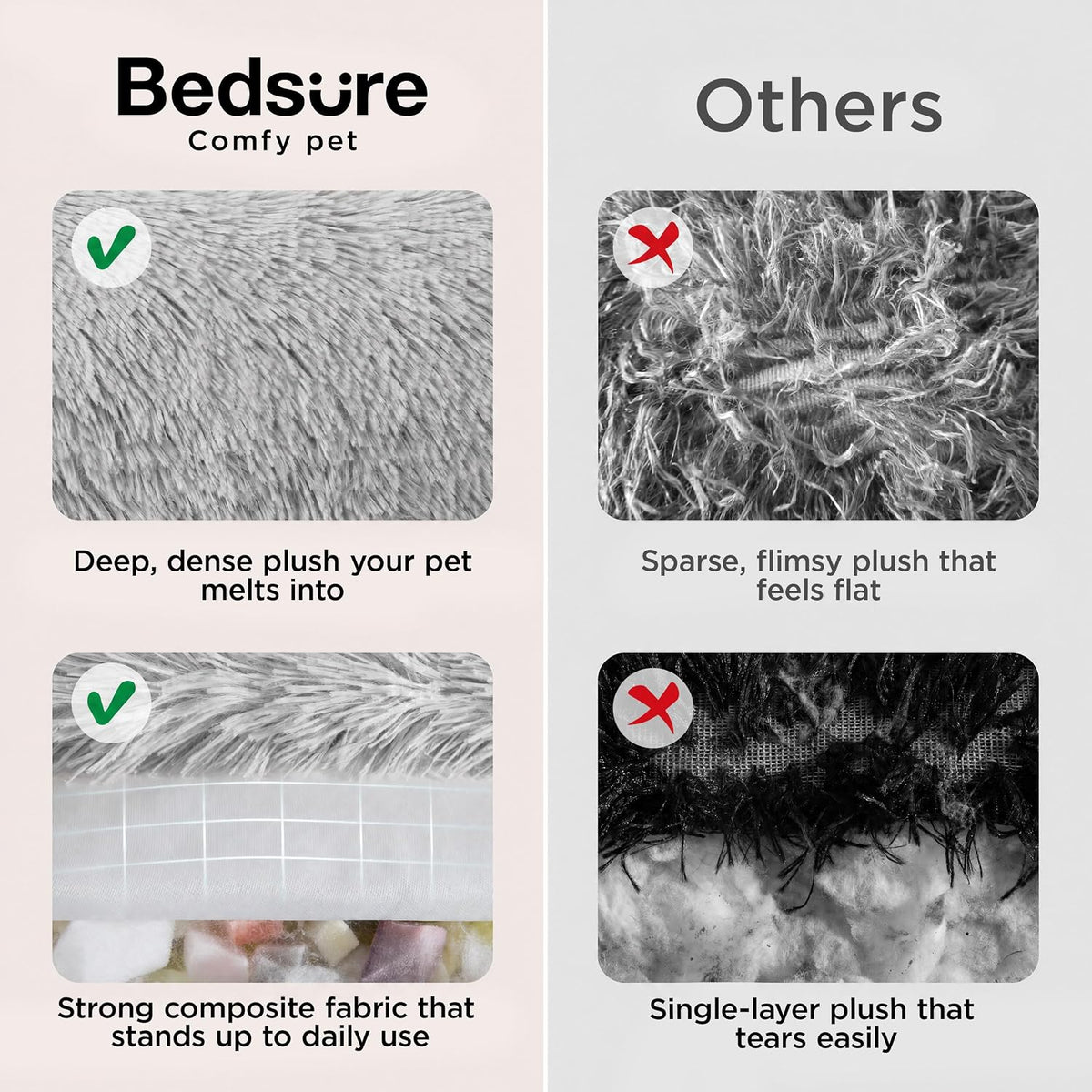 Bedsure SupportMax Calming Dog Beds Large Sized Dog Washable Pet Bed - Quiet Gray / XL(42x42x9) - image 3