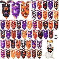 Abbylike 50 Pcs Halloween Dog Bandanas Bulk Pumpkin Bandanas for Dogs Triangle Kerchief Bibs Scarf Set for Pet Halloween Costume Photo Props Accessories Pet Shops, 25 Styles (31.5 x 21.7 x 21.7")