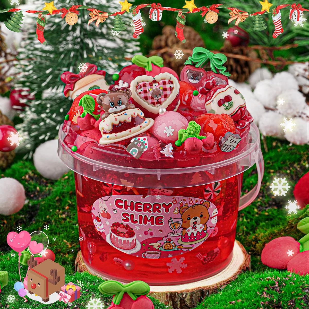 Astronaut Galaxy Slime for Kids, Big Slime Bucket with Clay - Red Slime Cherry - image 4