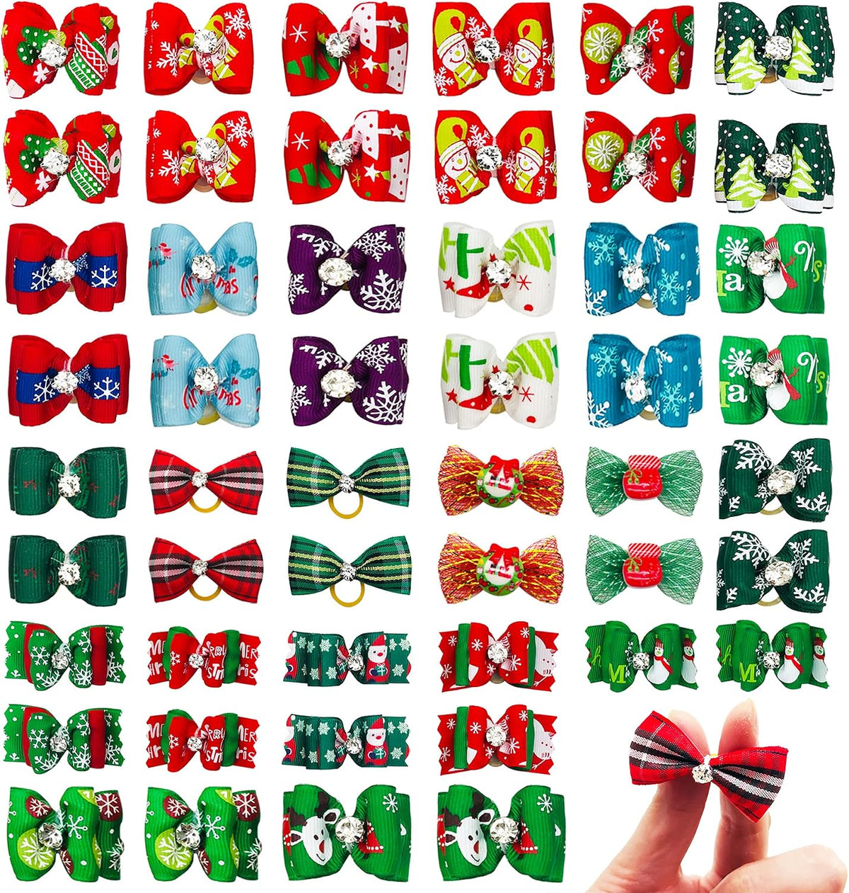 PET SHOW 20pcs Halloween Small Dog Hair Bows with Rubber Bands - 50pcs Christmas - image 2