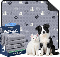 Washable Pee Pads for Dogs, Waterproof - Gray / 18"x24" (Pack of 4)