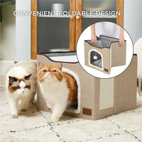 Bedsure Cat House Bed for Indoor Cats with Fluffy Ball and Scratch Pad - Brown / Single - image 4