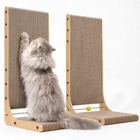 FUKUMARU Cat Scratcher, 26.8 Inch L Shaped Cat Scratch Pad for Indoor Cats – Essentials for Cats - 2 Pack 25 in Wood Color