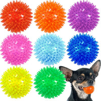 Dog Balls 4.5” Squeaky Dog Toys Spikey Ball for Aggressive Chewers - 2.5 Set of 8