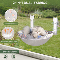 2-Pack Large Cat Window Perch, Cordless Foldable Cat Hammock – Essentials for Cats - Grey Deep Perch / 1 Pack - M - image 4