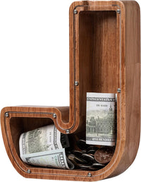 Ladenk Wooden Letter Piggy Bank - J / Initial-9"