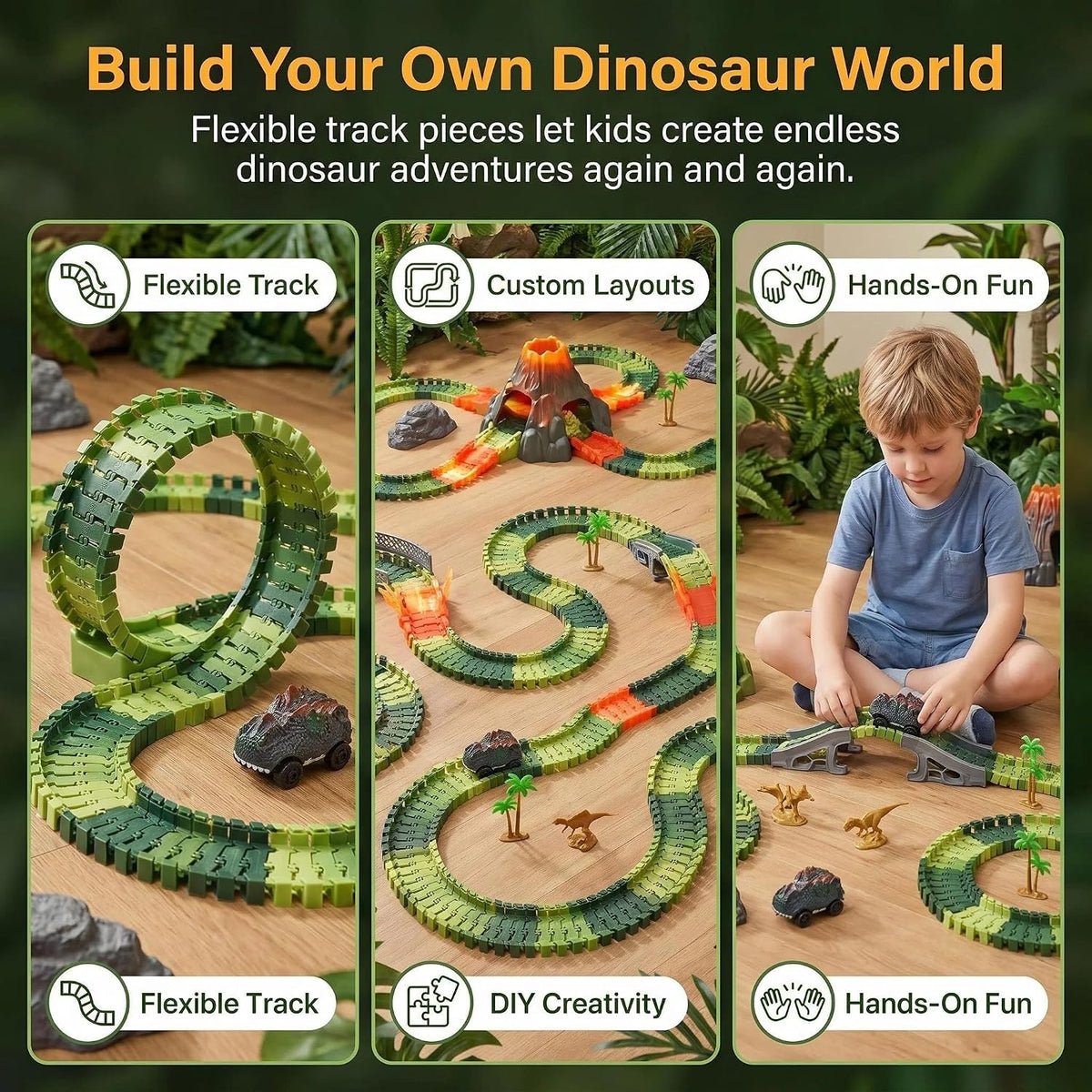 Dinosaur Race Track Toys for Boys 3-5 - Single Loop Dinosaur Race Track Set - image 4