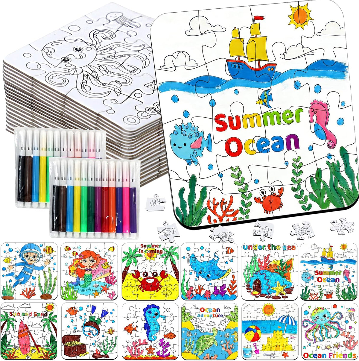 MUOUAKATE Christian Halloween crafts for kids, 24 blank coloring puzzle sets - view 8