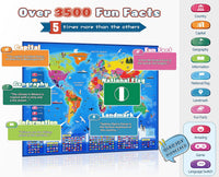 Qiaojoy Bilingual Interactive World Map for Kids Learning Educational - World Map & Search and find book - image 2